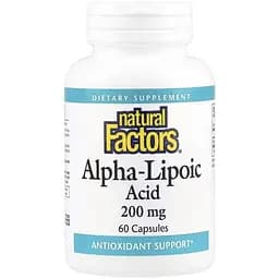 Альфа-липоевая кислота Natural Factors Alpha-Lipoic Acid 200 mg, 60 капсул для антиоксидантной защиты