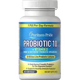 Пробіотики і пребіотики Puritan's Pride Probiotic 10 with Vitamin D 60 капсул