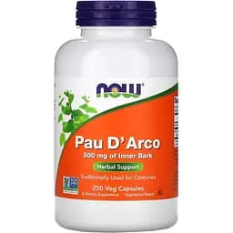 Натуральна добавка Now Pau D'Arco 500 mg 250 капсул
