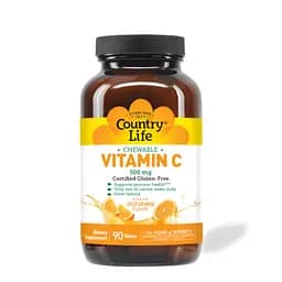 Вітаміни та мінерали Country Life Vitamin C 500 mg, 90 жувальних таблеток - Апельсин