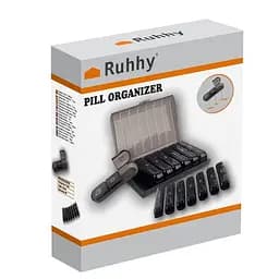 Таблетниця-органайзер RUHHY 24287 на 7 днів 3 секції в день чорна - мініатюра 7