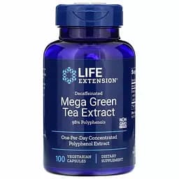Екстракт зеленого чаю Life Extension Mega Green Tea без кофеїну 100 капсул