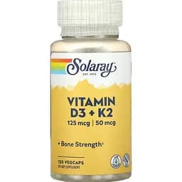 Вітамін D3 + K2 Solaray Soy-Free Vitamin D3 + K2 120 вегетаріанських капсул