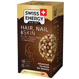 Здоров'я шкіри, волосся та нігтів Swiss Energy Hair, Nail & Skin B1+ B6+ Niacin+ Biotin+ Zn+ L-Cys+ L-Met 30 капсул - мініатюра 2