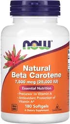 Вітаміни та мінерали NOW Natural Beta Carotene, 180 капсул