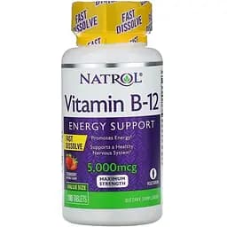 Вітаміни та мінерали Natrol Vitamin B-12 5000 мкг 100 таблеток Полуниця
