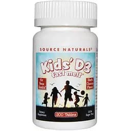 Вітамін D3 для дітей Source Naturals швидкорозчинний зі смаком ягід 200 таблеток