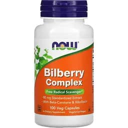 Натуральна добавка Now Bilberry Complex 100 вегакапсул