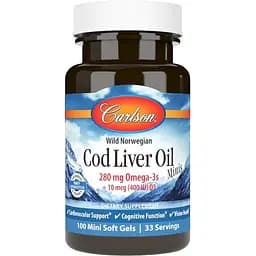 Жирні кислоти Carlson Labs Cod Liver Oil Gems Mini 100 капсул