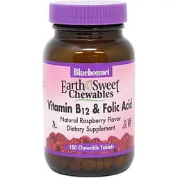 Витамины и минералы Bluebonnet Earth Sweet Chewables Vitamin В12 and Folic Acid 180 жевательных таблеток