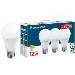 Світлодіодна лампа Enerlight A60, 12W, 3000K, E27, 3 шт. (A60E2712SMDWFRX3)