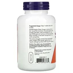 Яблочный уксус NOW Apple Cider Vinegar 750 mg, 180 таблеток - мініатюра 3