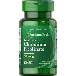 Витамины и минералы Puritan's Pride Chromium Picolinate 500 мкг Yeast Free 100 таблеток