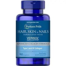 Вітаміни та мінерали Puritan's Pride Hair Skin and Nails with Verisol, 90 каплет