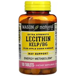 Лецитин з морськими водоростями, вітаміном В6 та яблучним оцтом Mason Natural 100 таблеток