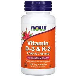 Витамины и минералы Now Vitamin D3 & K2 120 вегакапсул