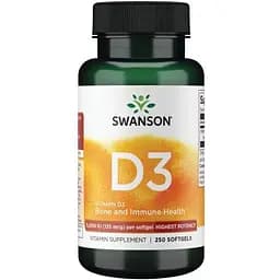 Вітаміни та мінерали Swanson Vitamin D3 5000 IU High Potency 250 капсул