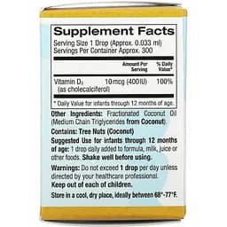 Дитячий вітамін D3 California Gold Nutrition Baby Vitamin D3 Liquid 400 МО 10 мл - мініатюра 3