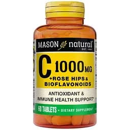 Вітамін C з шипшиною та біофлавоноїдами Mason Natural 1000 мг 60 таблеток