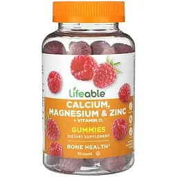 Дієтична добавка Lifeable Adult Calcium Magnesium & Zinc + Vitamin D 90 жувальних цукерок