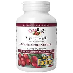 Концентрат журавлини Natural Factors CranRich Super Strength Organic Cranberry Concentrate 500 мг 90 м'яких капсул - мініатюра 1