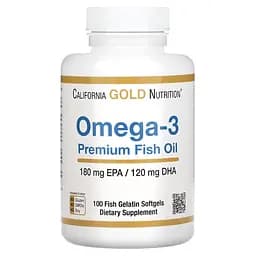 Жирные кислоты California Gold Nutrition Omega 3 Premium Fish Oil 100 рыбных капсул