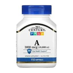 Харчова добавка Вітамін А 10000 МО 3000 мкг 21st Century Vitamin A 100 шт. - мініатюра 1