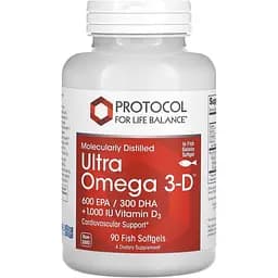 Омега-3 ультра з вітаміном D3 Protocol for Life Balance молекулярно-дистильована з лимонною олією 90 капсул