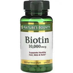 Біотин швидкого вивільнення Nature's Bounty Biotin 10000 мкг 120 гелевих капсул