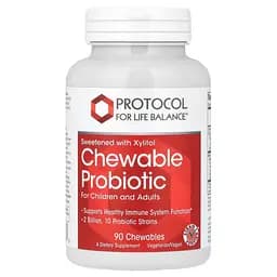 Пробіотики для травлення Protocol for Life Balance Chewable Probiotic для дітей та дорослих 90 жувальних пігулок