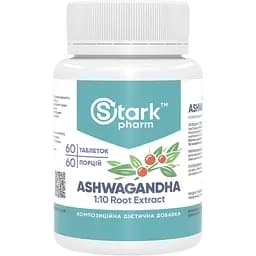 Адаптоген на основі ашвагандхи Stark Pharm Ashwagandha 1:10 Root Extract 500 мг 60 таблеток (2023-10-4663)
