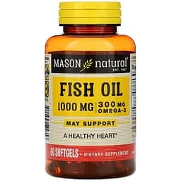 Рыбий жир Mason Natural 1000 мг с Омега-3, 300 мг 60 гелевых капсул