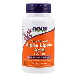 Натуральна добавка NOW Alpha Lipoic Acid 600 mg, 60 вегакапсул