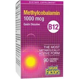 Вітаміни Natural Factors B12 Methylcobalamin 1000 мкг 90 пігулок