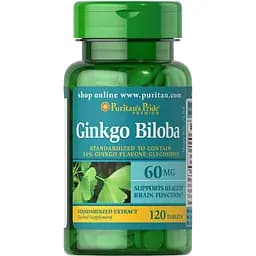 Натуральна добавка Puritan's Pride Ginkgo Biloba Standardized Extract 60 mg 120 таблеток