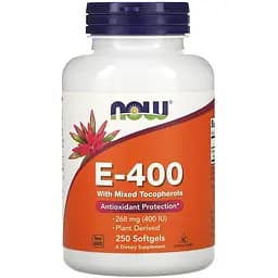 Вітаміни та мінерали Now Vitamin E-400 with Mixed Tocopherols 250 капсул