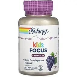 Підтримка дитячої зосередженості Solaray Kids Focus зі смаком винограду 60 жувальних таблеток