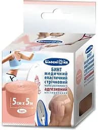 Бинт адгезивний еластичний тейп Білосніжка 5 см х 5 м бежевий (298642)