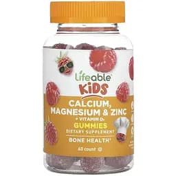 Дієтична добавка Lifeable Kids Calcium Magnesium & Zinc + Vitamin D 60 жувальних цукерок