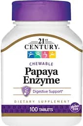 Натуральна добавка 21st Century Papaya Enzyme, 100 жувальних таблеток