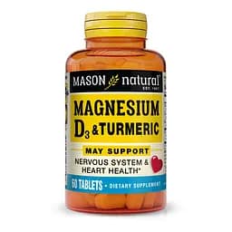 Вітаміни та мінерали Mason Natural Magnesium & Vitamin D3 with Turmeric 60 таблеток