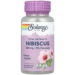 Екстракт квіток гібіскуса Solaray Hibiscus Flower Extract 250 мг 60 веганських капсул - мініатюра 1