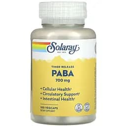 Параамінобензойна кислота Solaray PABA 700 мг 100 веганських капсул - мініатюра 1