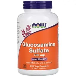 Глюкозамін сульфат Now Foods Glucosamine Sulfate 750 мг 240 рослинних капсул