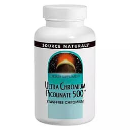 Піколінат хрому Source Naturals Ultra Chromium Picolinate 500 mcg Yeast-Free 60 таблеток для підтримки рівня цукру в крові