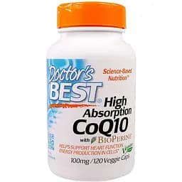 Коензим Q10 з біоперином Doctor's Best High Absorption CoQ10 with BioPerine 100 мг 120 гелевих капсул