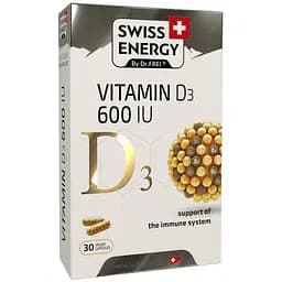 Вітамін D3 для імунітету Swiss Energy D3 600 IU 15 мкг (600 МО) 30 веганських капсул