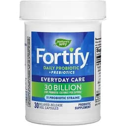 Пробіотики та пребіотик щоденного застосування Nature's Way Fortify Daily Probiotic+Prebiotics з відстроченим вивільненням 30 млрд КУО 30 вегетаріанських капсул