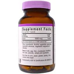 Вітамін B7 Bluebonnet Nutrition Biotin 5000 мкг 60 вегетаріанських капсул - мініатюра 2