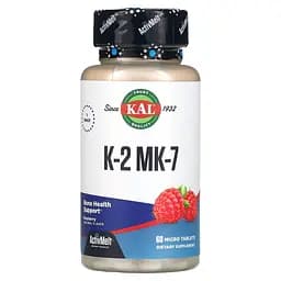 Вітаміни та мінерали KAL Vitamin Vitamin K2 MK-7, 60 таблеток Малина